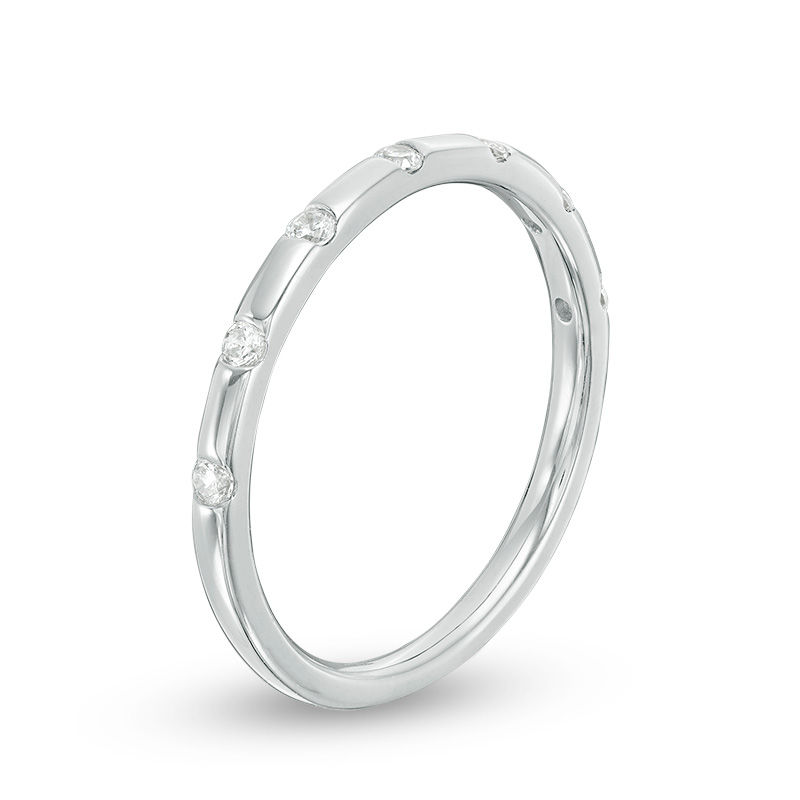 Main Image 2 of 1/8 CT. T.W. Diamond Seven Stone Stackable Band in 10K White Gold
