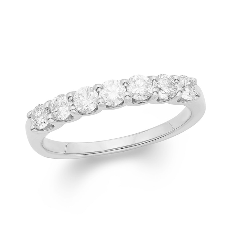 Main Image 1 of 3/4 CT. T.W. Certified Diamond Seven Stone Wedding Band in 14K White Gold (I/I1)
