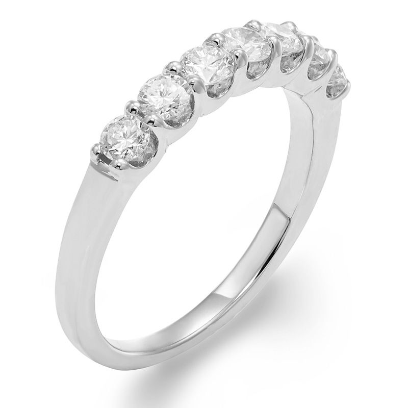 Main Image 2 of 3/4 CT. T.W. Certified Diamond Seven Stone Wedding Band in 14K White Gold (I/I1)