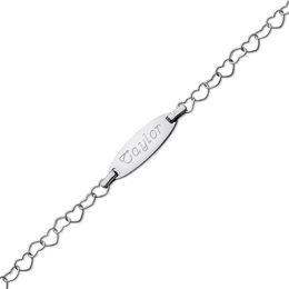 Child's Name ID Heart Link Bracelet in Sterling Silver (1 Line) - 6.0"