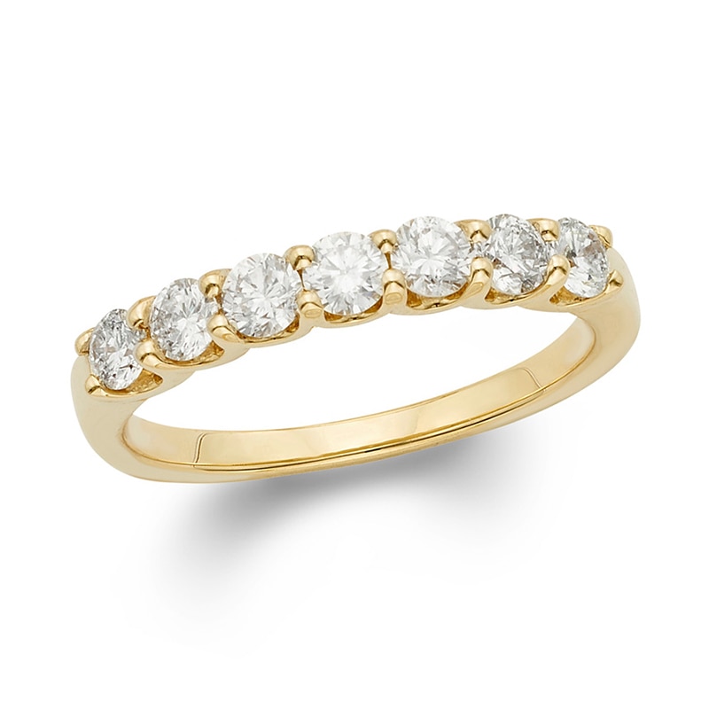 Main Image 1 of 3/4 CT. T.W. Certified Diamond Seven Stone Wedding Band in 14K Gold (I/I1)