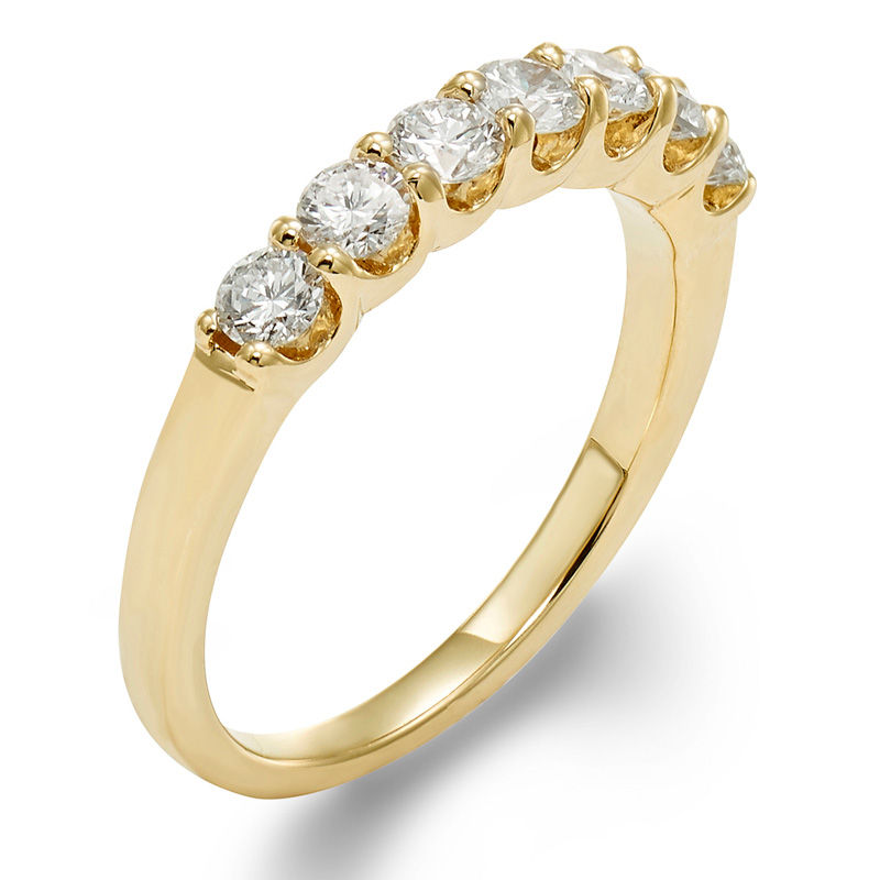 Main Image 2 of 3/4 CT. T.W. Certified Diamond Seven Stone Wedding Band in 14K Gold (I/I1)