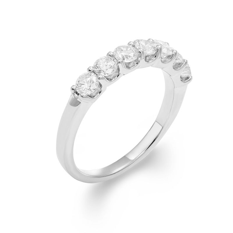 Main Image 2 of 1 CT. T.W. Certified Diamond Seven Stone Wedding Band in 14K White Gold (I/I1)