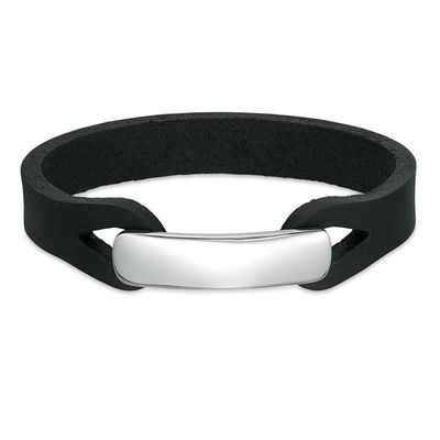 mens black leather and silver bracelets