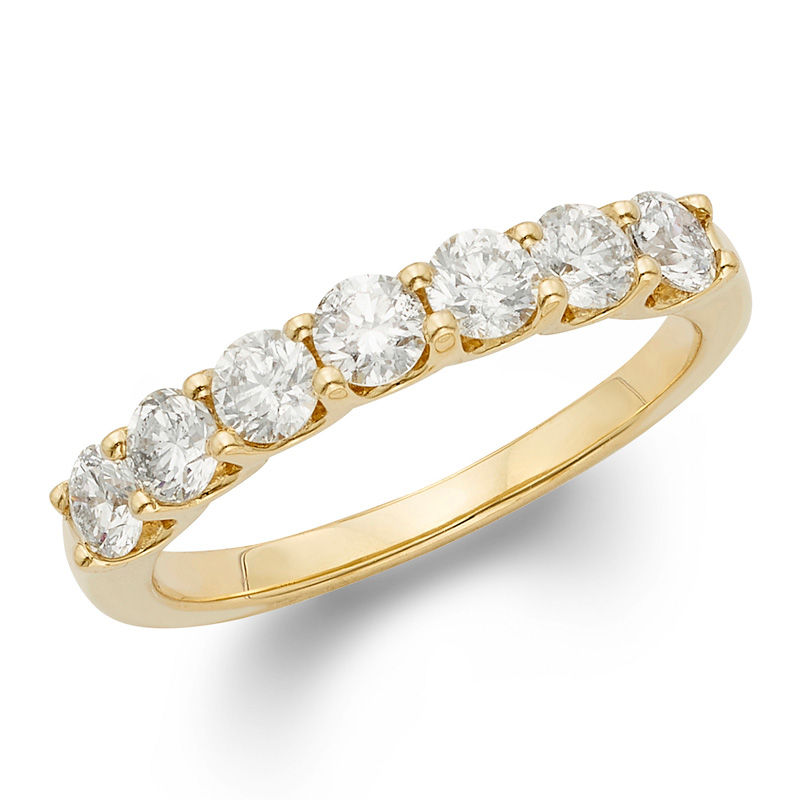Main Image 1 of 1 CT. T.W. Certified Diamond Seven Stone Wedding Band in 14K Gold (I/I1)
