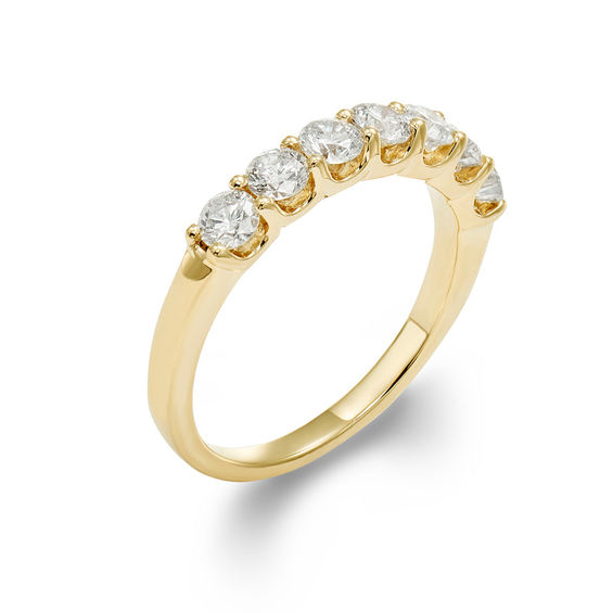 1 CT. T.w. Certified Diamond Seven Stone Wedding Band 14K Gold (I/I1)