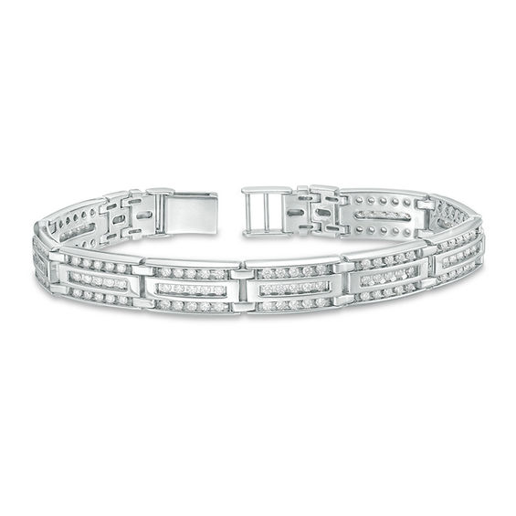 Men's 4 CT. T.w. Diamond Link Bracelet in 10K White Gold - 8.5"