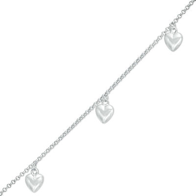 Heart Charm Bracelet in Sterling Silver 