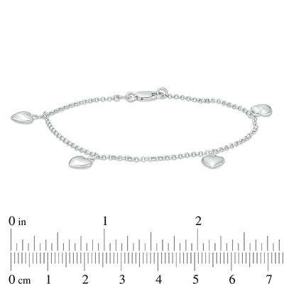 Heart Charm Bracelet in Sterling Silver 
