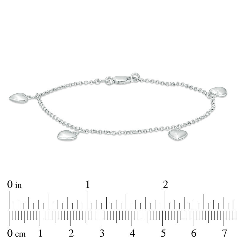Main Image 2 of Heart Charm Bracelet in Sterling Silver - 7.25"