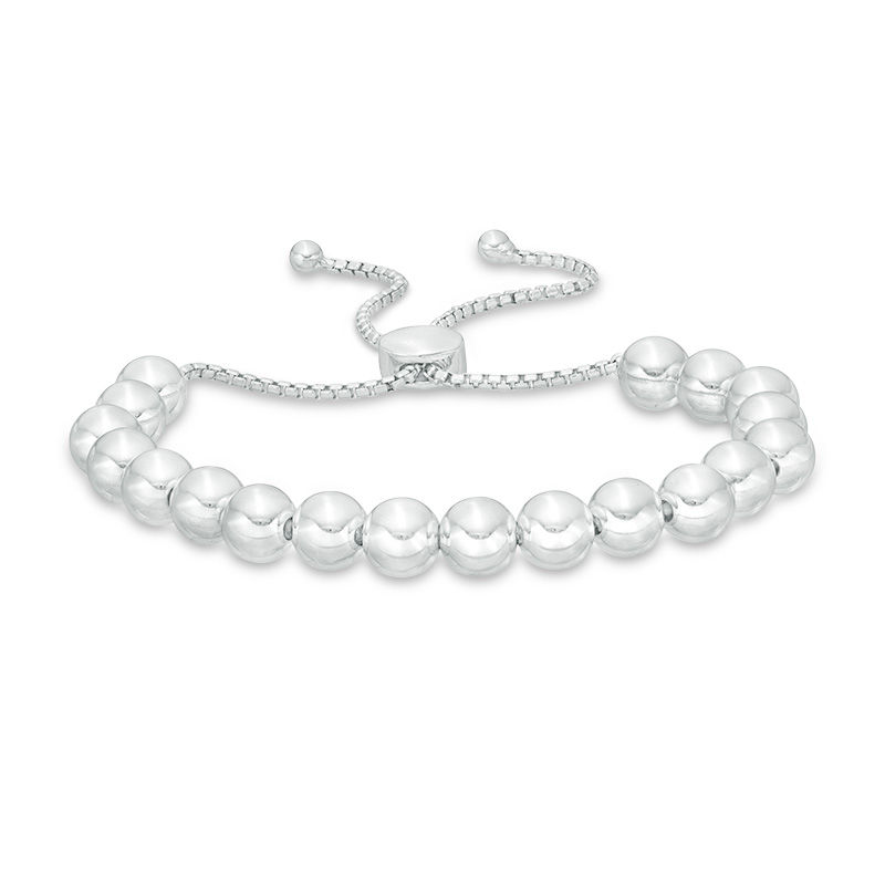 Main Image 1 of Beaded Bolo Bracelet in Sterling Silver - 9.0"