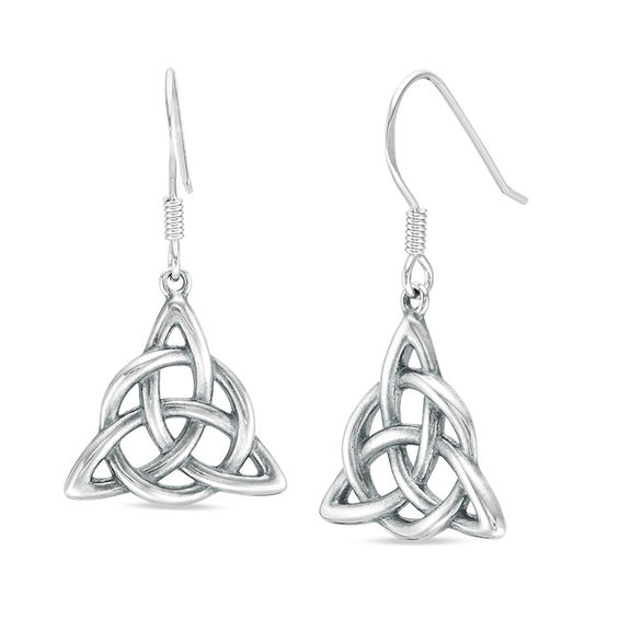 Oxidized Celtic Knot Drop Earrings in Sterling Silver