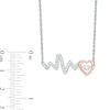 Thumbnail Image 2 of Unstoppable Love™ Lab-Created White Sapphire Heartbeat Necklace in Sterling Silver and 10K Rose Gold