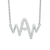 Thumbnail Image 0 of Lab-Created White Sapphire Heartbeat Necklace in Sterling Silver