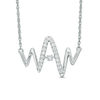 Thumbnail Image 1 of Lab-Created White Sapphire Heartbeat Necklace in Sterling Silver