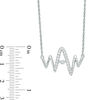 Thumbnail Image 1 of Lab-Created White Sapphire Heartbeat Necklace in Sterling Silver