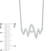 Thumbnail Image 2 of Lab-Created White Sapphire Heartbeat Necklace in Sterling Silver