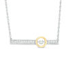 Thumbnail Image 0 of Lab-Created White Sapphire Bar Necklace in Sterling Silver and 10K Gold