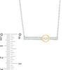 Thumbnail Image 1 of Lab-Created White Sapphire Bar Necklace in Sterling Silver and 10K Gold