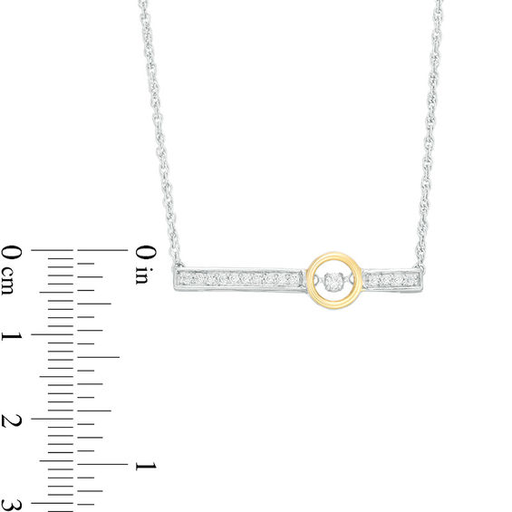 Lab-Created White Sapphire Bar Necklace in Sterling Silver and 10K Gold