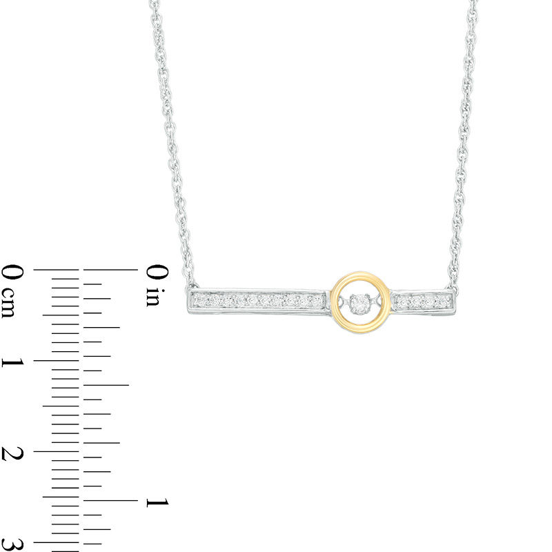 Lab-Created White Sapphire Bar Necklace in Sterling Silver and 10K Gold