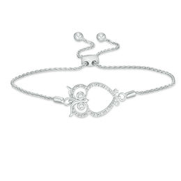 1/10 CT. T.W. Diamond Owl Bolo Bracelet in Sterling Silver - 8.0"