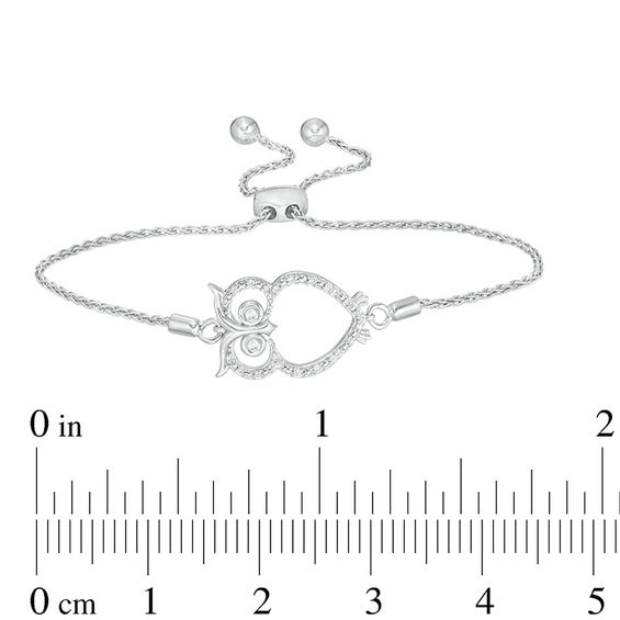 1/10 CT. T.w. Diamond Owl Bolo Bracelet in Sterling Silver - 8.0"