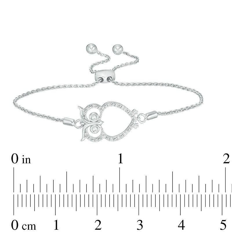 1/10 CT. T.W. Diamond Owl Bolo Bracelet in Sterling Silver - 8.0"