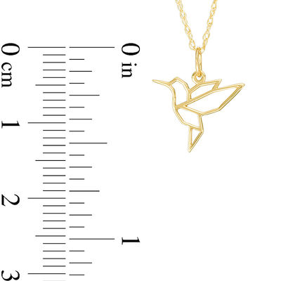 Geometric Hummingbird Pendant in 14K 