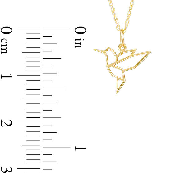 Geometric Hummingbird Pendant in 14K Gold