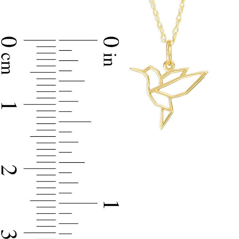 Geometric Hummingbird Pendant in 14K Gold