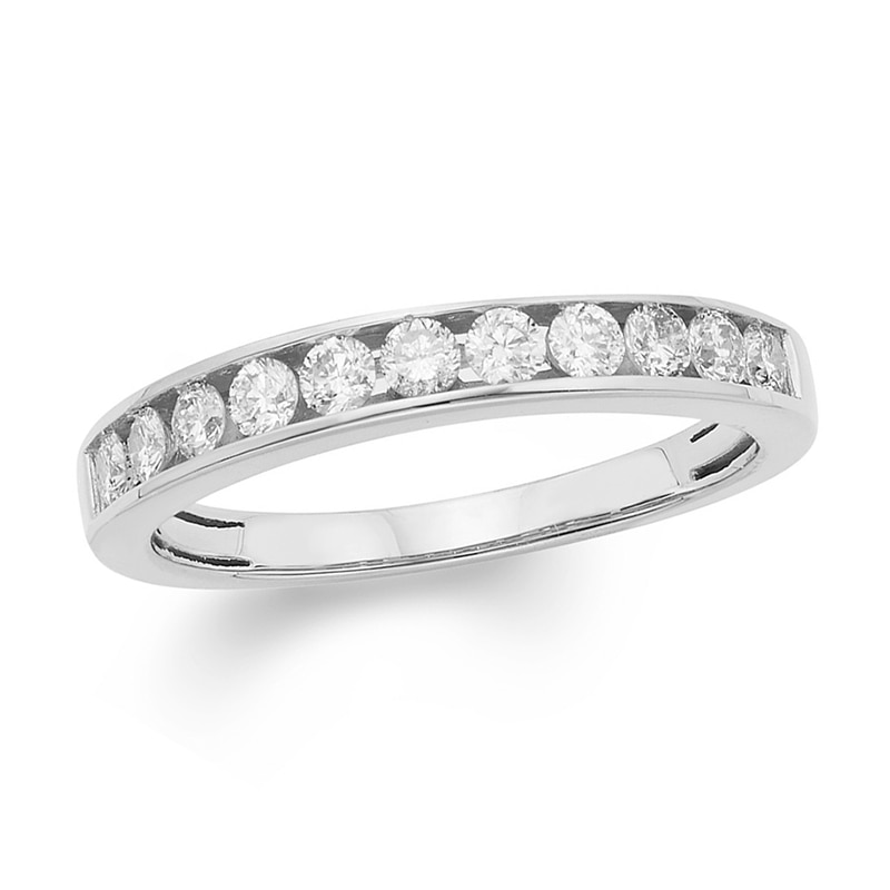 Main Image 1 of 1/2 CT. T.W. Certified Diamond Eleven Stone Anniversary Band in 14K White Gold (I/I1)
