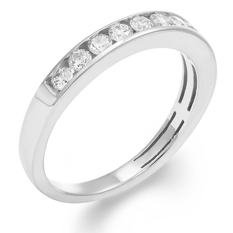 Main Image 2 of 1/2 CT. T.W. Certified Diamond Eleven Stone Anniversary Band in 14K White Gold (I/I1)