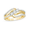 Thumbnail Image 1 of 1/4 CT. T.W. Diamond Three Stone Bypass Ring in 10K Gold