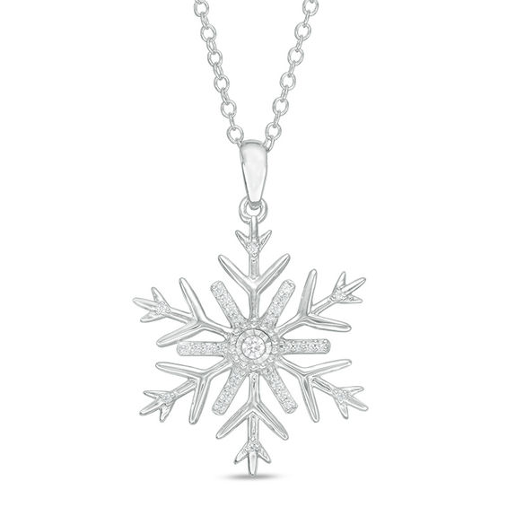 1/8 CT. T.w. Diamond Snowflake Pendant in Sterling Silver