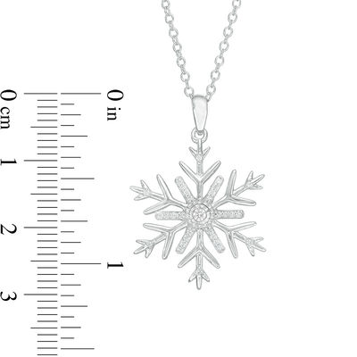 Includes Chain Snowflake Pendant 8-point with 9 Cubic Zirconia Sterling Silver