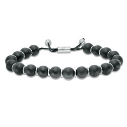 Mens Bracelets Zales Shaquille O Neal 10 0mm Onyx Bead Bolo Bracelet In Sterling Silver