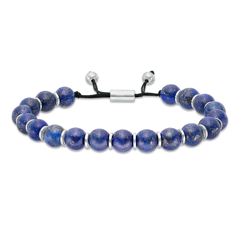 Men's 10.0mm Sodalite Bead Bolo Bracelet in Sterling Silver - 10"