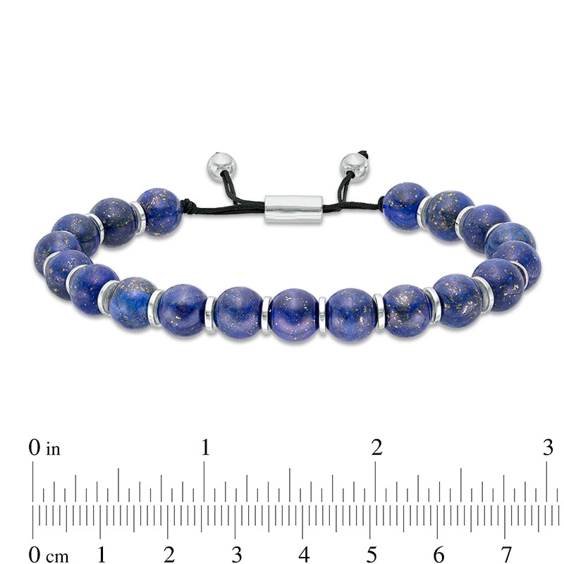 Men's 10.0mm Sodalite Bead Bolo Bracelet in Sterling Silver - 10"