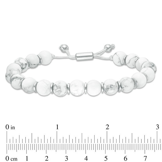10.0mm Howlite Bead Bolo Bracelet in Sterling Silver - 10"