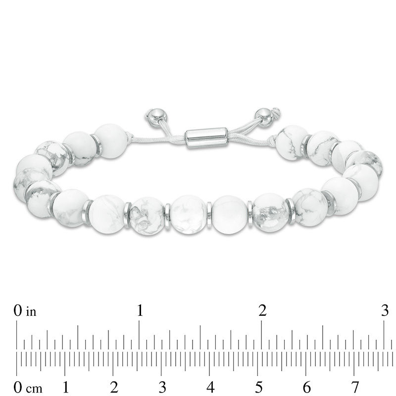 Main Image 2 of 10.0mm Howlite Bead Bolo Bracelet in Sterling Silver - 10"