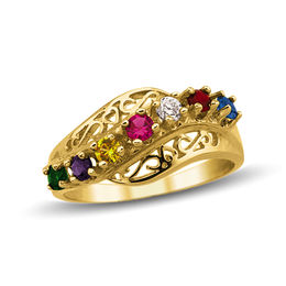 Mother's Birthstone Scroll Ring (3-7 Stones)