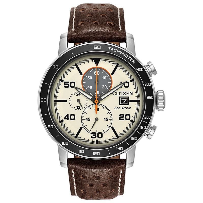 Main Image 1 of Men's Citizen Eco-Drive® Brycen Chronograph Strap Watch with Ivory Dial (Model: CA0649-06X)