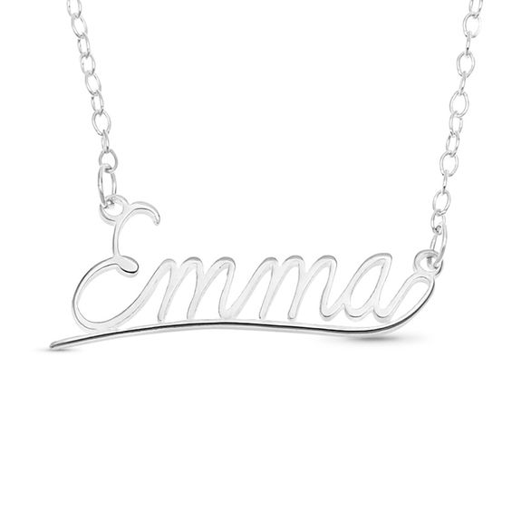 Cursive Name Necklace in Sterling Silver (1 Line) - 16" Cursive Name Necklace in Sterling Silver (1 Line) - 16"