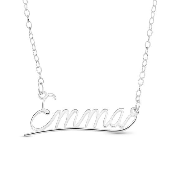 Cursive Name Necklace in Sterling Silver (1 Line) - 16" Cursive Name Necklace in Sterling Silver (1 Line) - 16"