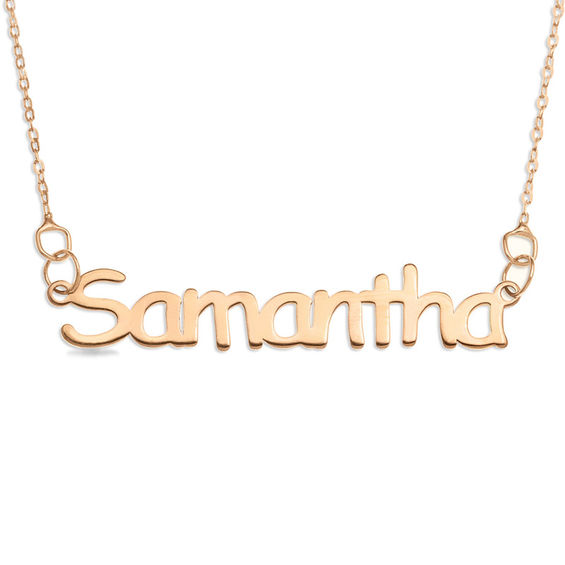 block name necklace in 10k rose gold 1 line 16 personalized