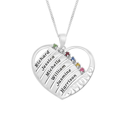925 Silver Heart Intertwined Necklace with CZ Birthstones-Love Necklace Necklace for Her