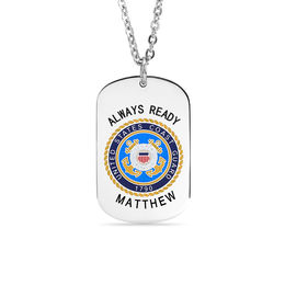 Engravable United States Coast Guard &quot;ALWAYS READY&quot; Dog Tag Pendant in Stainless Steel (2 Lines)