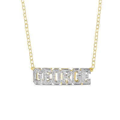 Men S Diamond Cut Uppercase Name Necklace In Sterling Silver And