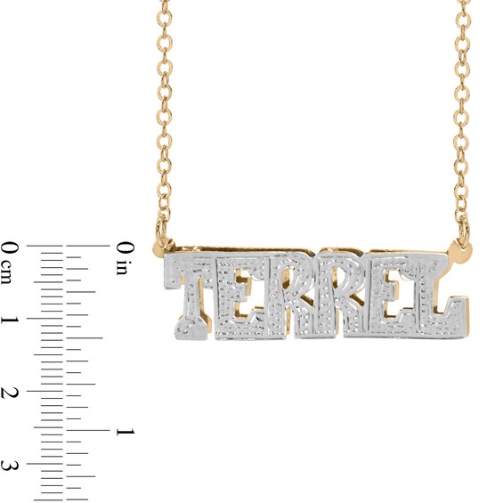 Men's Diamond-Cut Uppercase Name Necklace in Sterling Silver and 14K Gold Plate (1 Line)
